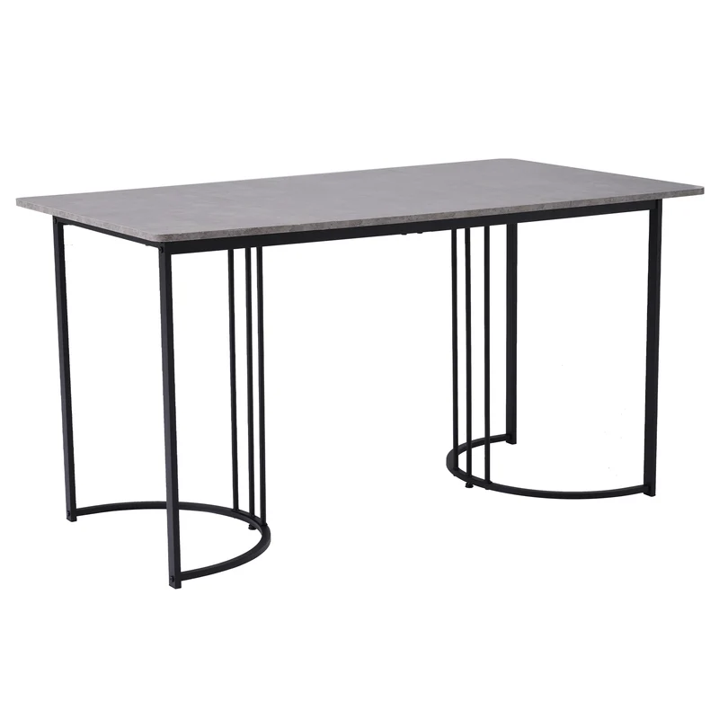 Table de salle à manger rectangulaire moderne effet marbre gris pieds métalliques noirs 140 x 80 cm GRALDIDS