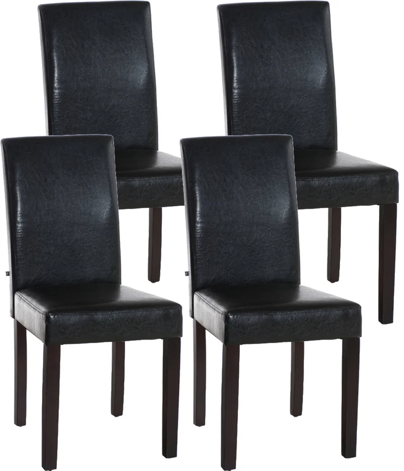 Lot de 4 chaises de salle à manger design moderne et confortable en PVC marron pieds en bois marron foncé 10_0001759