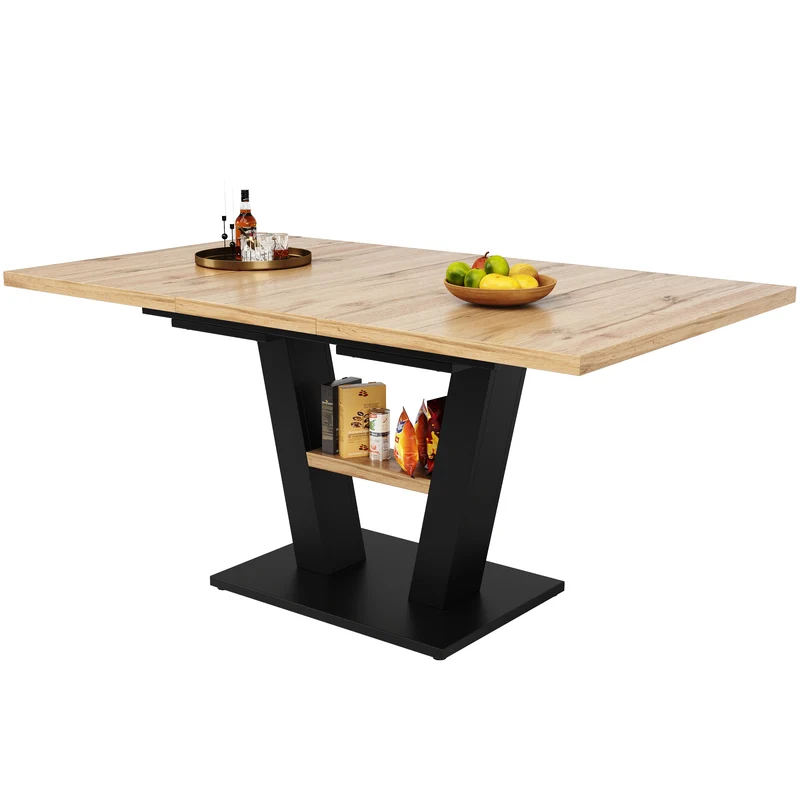 Table de salle à manger extensible effet bois 118-157cm MURLID