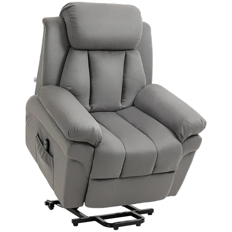 Fauteuil releveur motorisé de relaxation 96 x 93 x 105 cm repose-pieds réglable aide au lever classique en velours gris 21_0000859