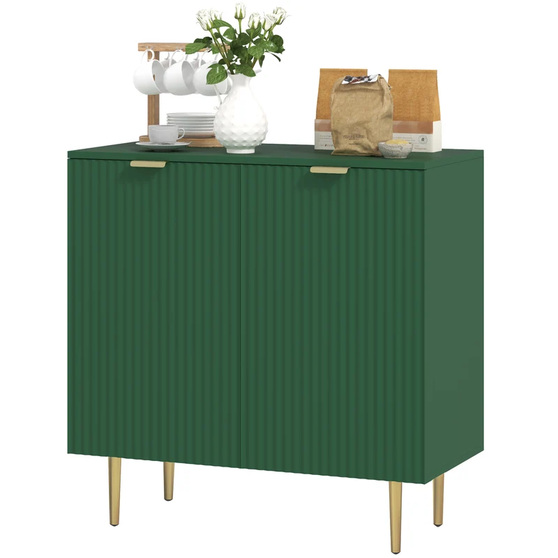 Buffet de cuisine 80 x 40 x 80 cm étagère réglable pieds métalliques surélevés entrée design épuré en MDF vert olive 21_0003272