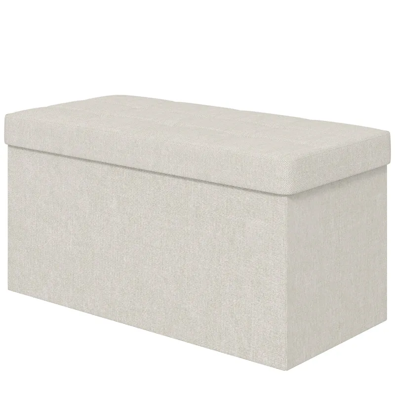 Banc de rangement bout de lit pliable 76 x 38 x 38 cm rangement 84 l assise capitonnée style moderne en polyester crème 21_0002940