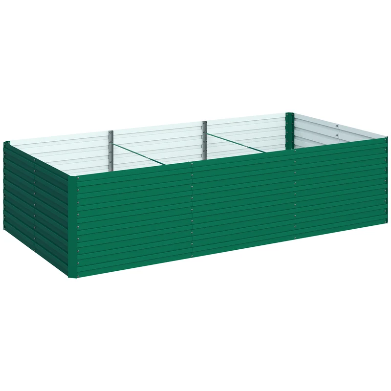 Potager surélevé rectangulaire jardin 240 x 120 x 60 cm fond ouvert favorise racines robuste stable design en acier vert 21_0005506