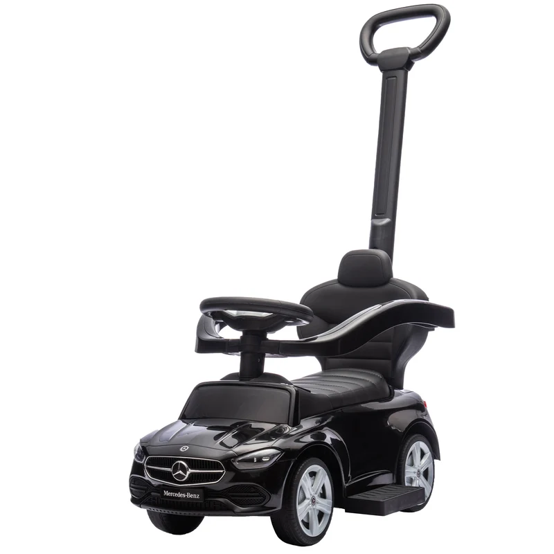 Porteur voiturette pour enfant 91 x 40 x 83 cm barrière amovible poignée parentale amovible moderne design en PP noir 21_0000648