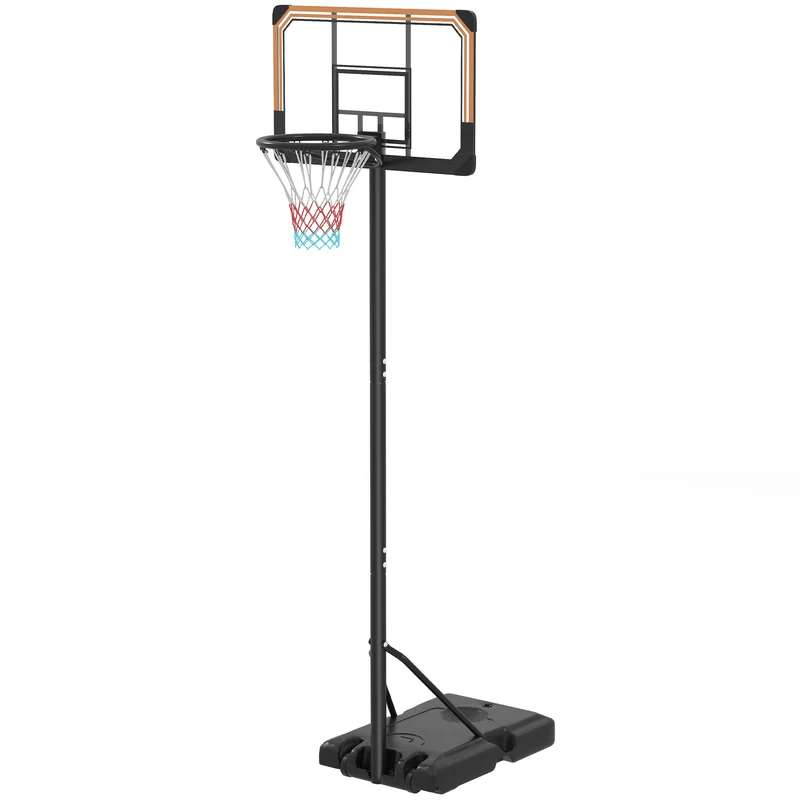 Panier de basket sur pied réglable 71 x 74 x 243 cm base lestable roulettes moderne contemporain extérieur en acier noir 21_0006615