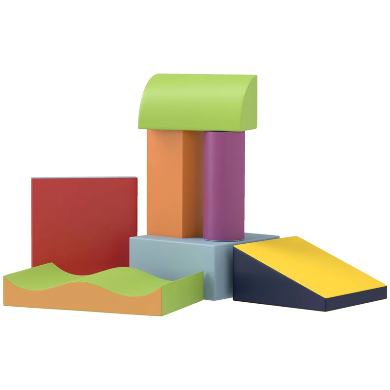 Lot de 7 modules motricité bébé parcours 60 x 40 x 20 cm stimulation motrice coordination tendance en epe vert clair 21_0000716