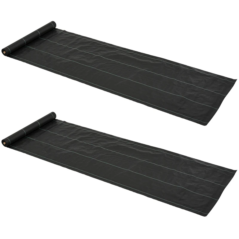 Lot de 2 toiles de paillage anti mauvaises herbes 50 x 100 cm perméables indéchirables polyvalentes jardin en PP noir 21_0004385