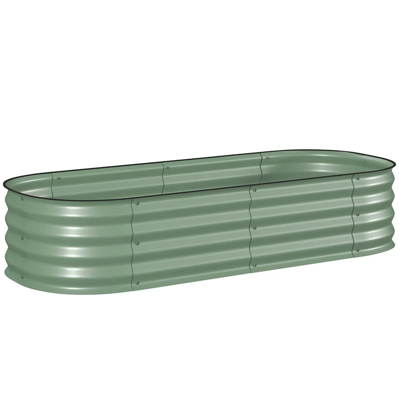 Jardinière surélevée carré potager 150 x 62 x 30 cm modulable protège racines jardin moderne industriel en acier vert 21_0004377
