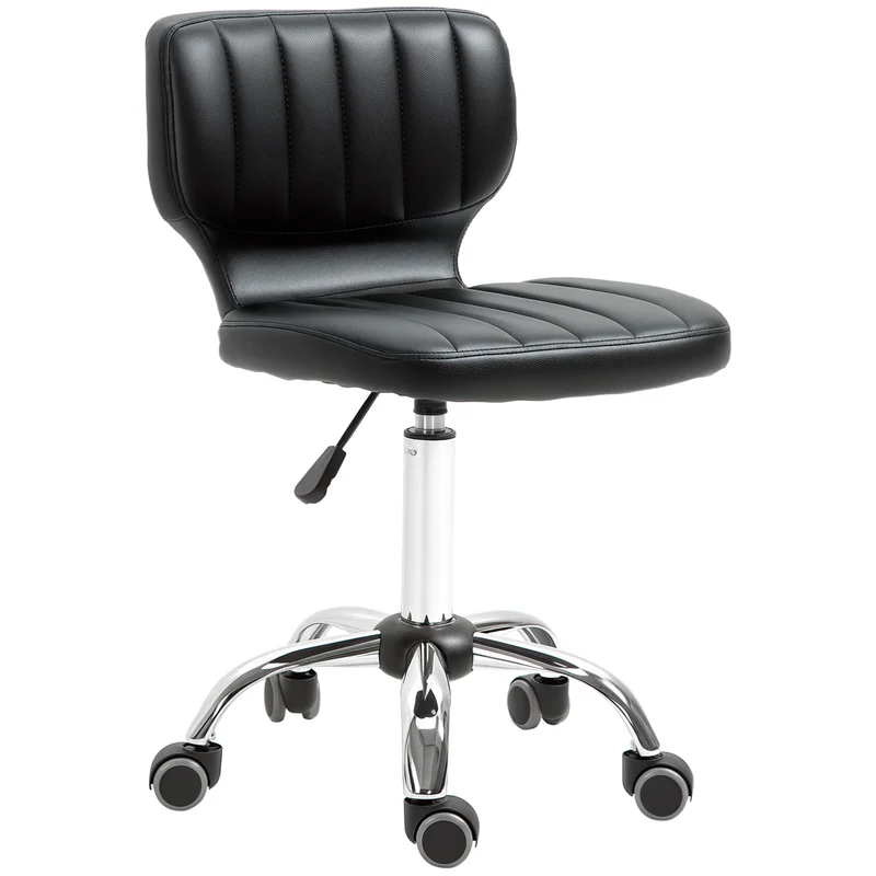 Tabouret pivotant pour cabinet 45 x 47 x 72-87 cm hauteur réglable 47-62 cm assise matelassée moderne design en PU noir 21_0000776