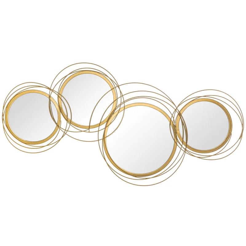 Ensemble de 4 miroirs ronds muraux 107 x 56 x 4 cm apporte luminosité design et contemporain décoratif en métal doré 21_0001256