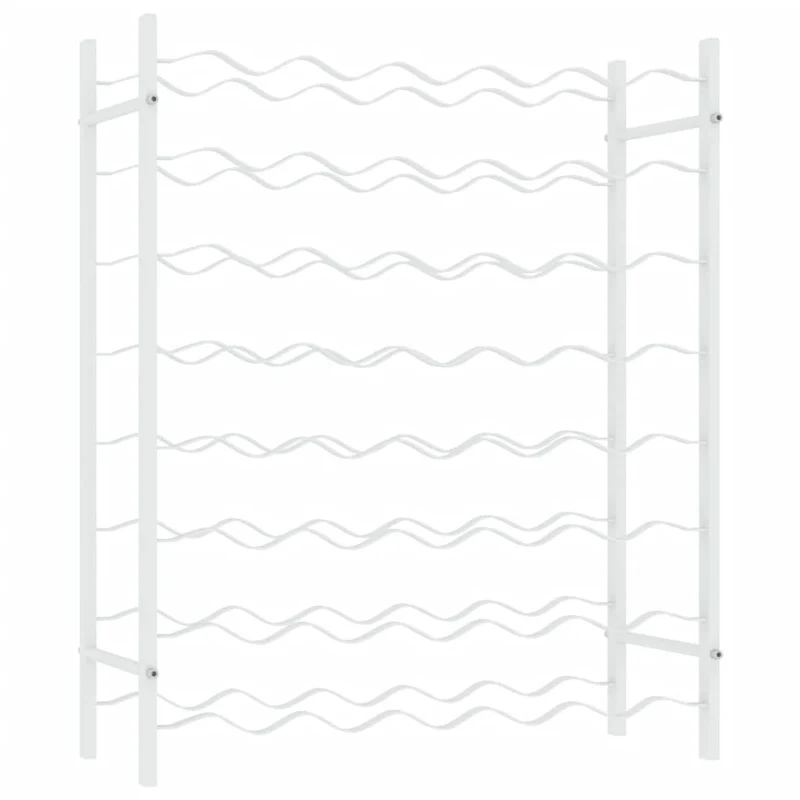 Casier range bouteilles étagère de rangement vin pour 48 bouteilles en métal blanc DEC024328