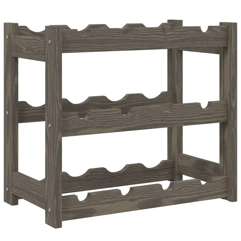 Casier range bouteilles étagère de rangement vin pour 12 bouteilles gris bois pin solide gris DEC024289