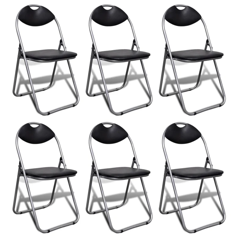 Lot de 6 chaises de cuisine bureau réunion pliables structure légère en PVC et acier noir DEC026290