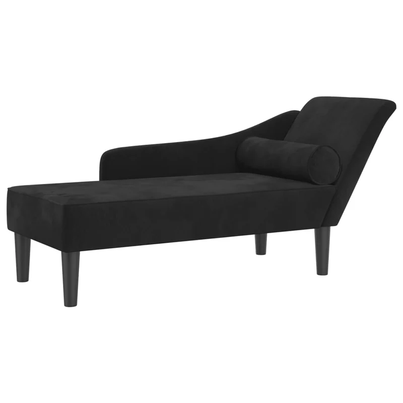 Méridienne chaise longue canapé pour intérieur avec coussins en velours noir DEC026091
