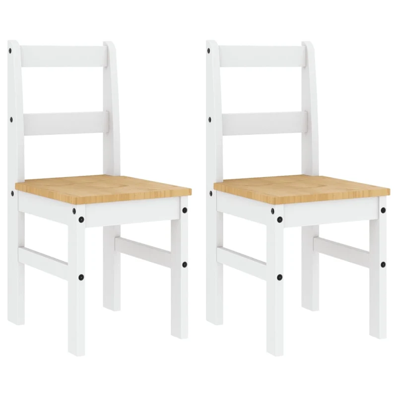 Set de 2 chaises de cuisine ou salle à manger design rustique en bois de pin blanc DEC025571