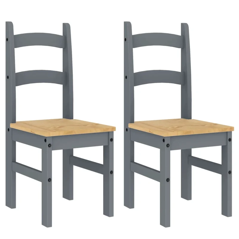 Set de 2 chaises de salle à manger design rustique 40 x 46 x 99 cm en bois de pin gris DEC025510