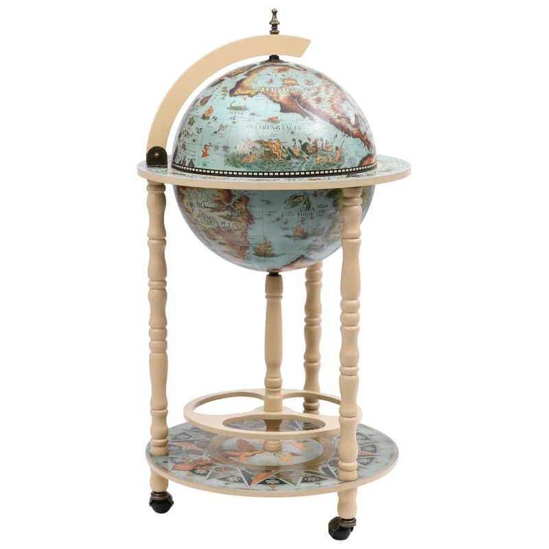 Bar sous forme de globe bois d'eucalyptus bleu 47 x 47 x 88 cm DEC024443