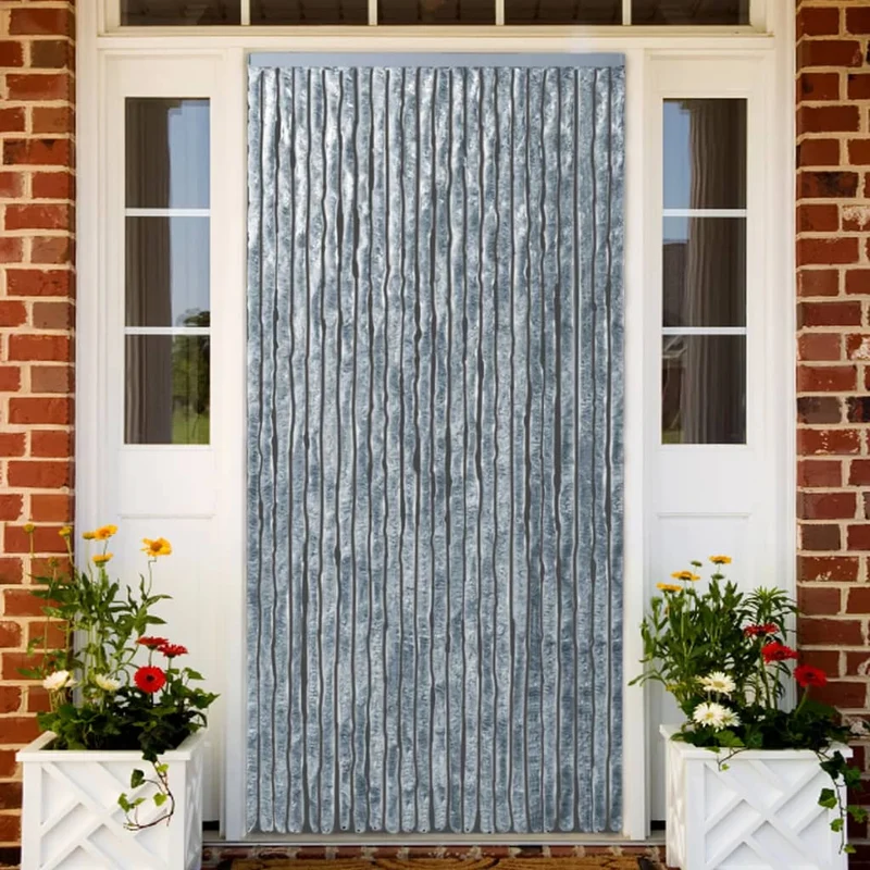 Rideau contre insectes moustiquaire Blanc et gris 100x220 cm Chenille DEC022183