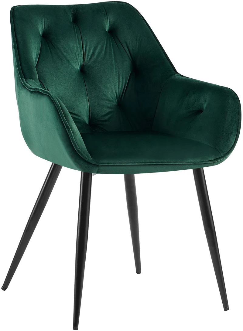 Chaise de salle à manger avec revêtement en velours vert cadre métal noir style moderne et contemporain 10_0005555