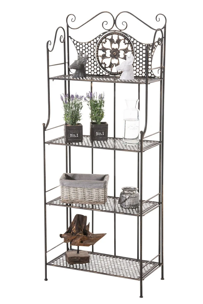 Etagère de rangement plantes 4 niveaux en fer 153x61x33 cm bronze vieilli ETA10024