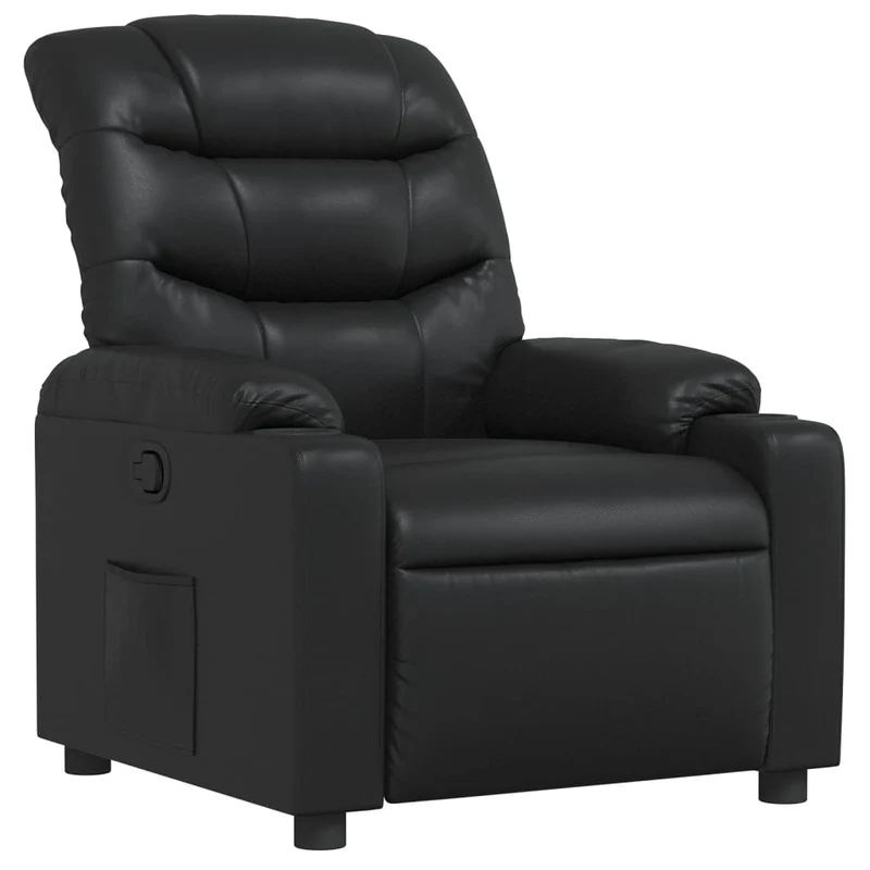 Fauteuil relax TV rembourrage confortable fonction d'inclinaison manuelle en PVC noir DEC028072