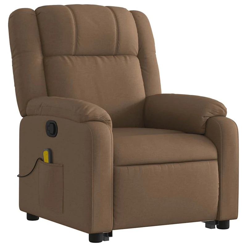 Fauteuil de relaxation TV fonction massage inclinable levage électrique en tissu marron DEC027021
