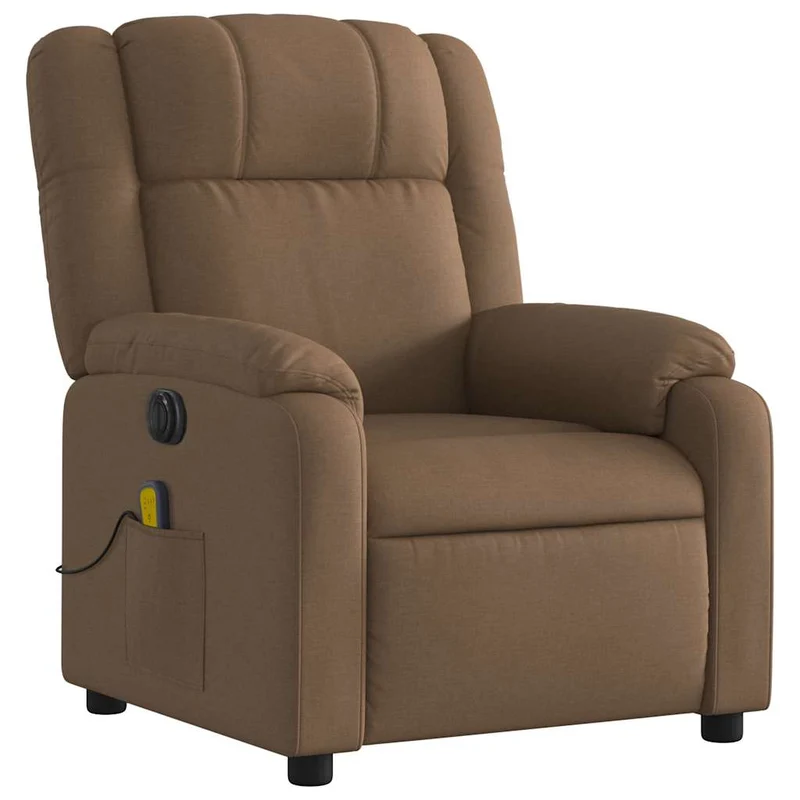 Fauteuil de relaxation fonction d'inclinaison électrique 6 points de massage en tissu marron DEC027794
