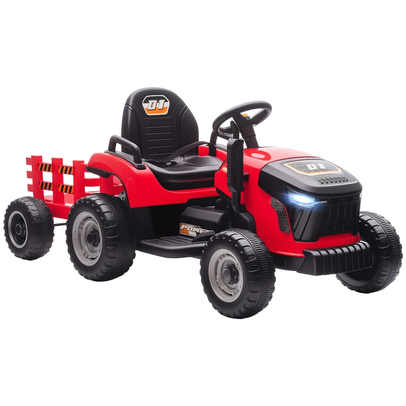 Tracteur électrique enfants 139 x 58 x 55 cm remorque amovible télécommande sécurité jardin design tendance en PP rouge 21_0000612
