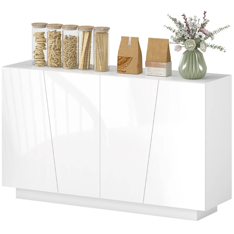 Meuble de rangement salon 150 x 40 x 88 cm étagère réglable anti-basculement moderne épuré en panneau de particules blanc 21_0002907