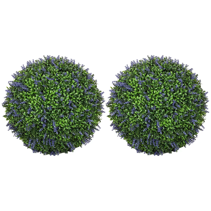 Lot de 2 boules topiaires artificielles intérieur 42 x 42 x 42 cm résistantes uv contemporain en polyéthylène violet 21_0001381