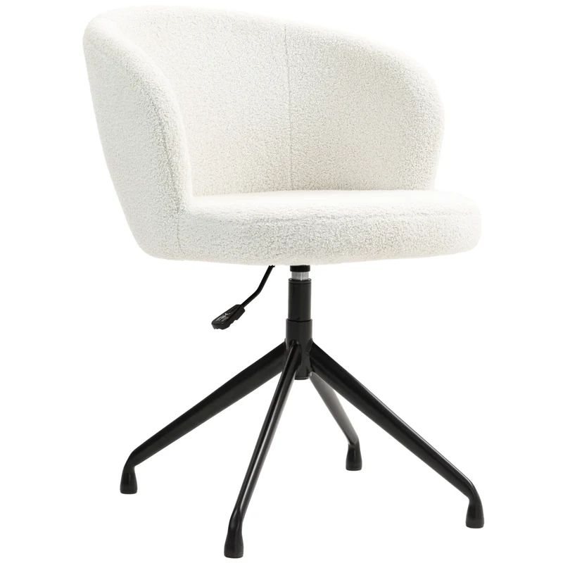 Chaise de bureau pivotante ergonomique 62 x 64 x 83 cm assise réglable enveloppante scandinave en polyester blanc crème 21_0006263