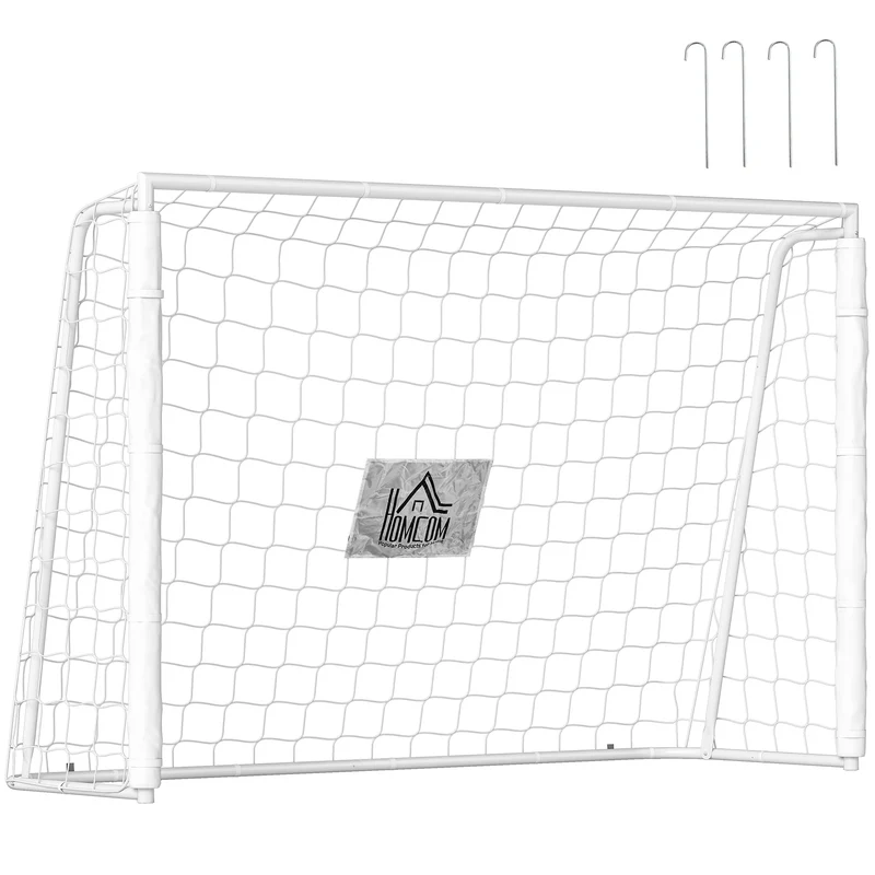But de football cage d'entraînement 186 x 62 x 123 cm montage rapide résistant antirouille style sportif en métal blanc 21_0006627