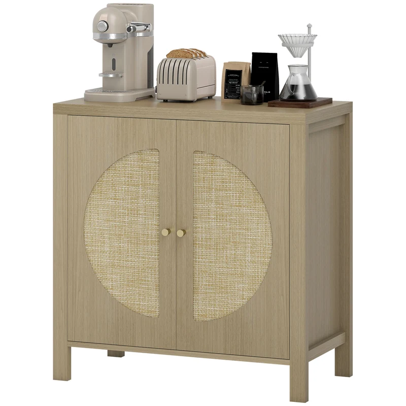 Buffet de cuisine 75 x 38 x 77 cm gain de place étagère réglable vintage bohème en panneau de particules bois naturel 21_0003326