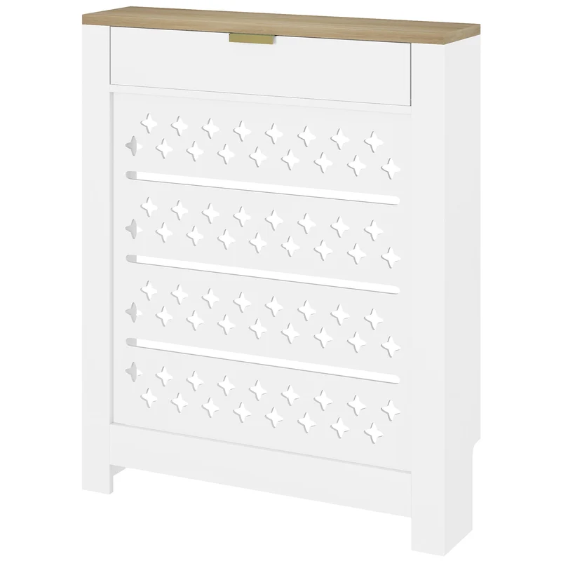 Cache-radiateur placard rabattable et étagère supérieure 78 x 19 x 95,5 cm rangements sécurisés moderne en MDF blanc 21_0001151
