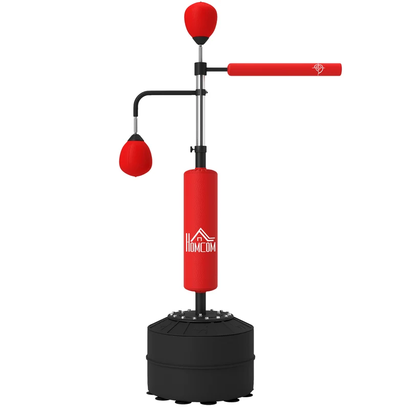 Sac de frappe sur pied 88 x 50 x 160-230 cm hauteur ajustable base stabilisée salon design moderne en polyuréthane rouge 21_0006785