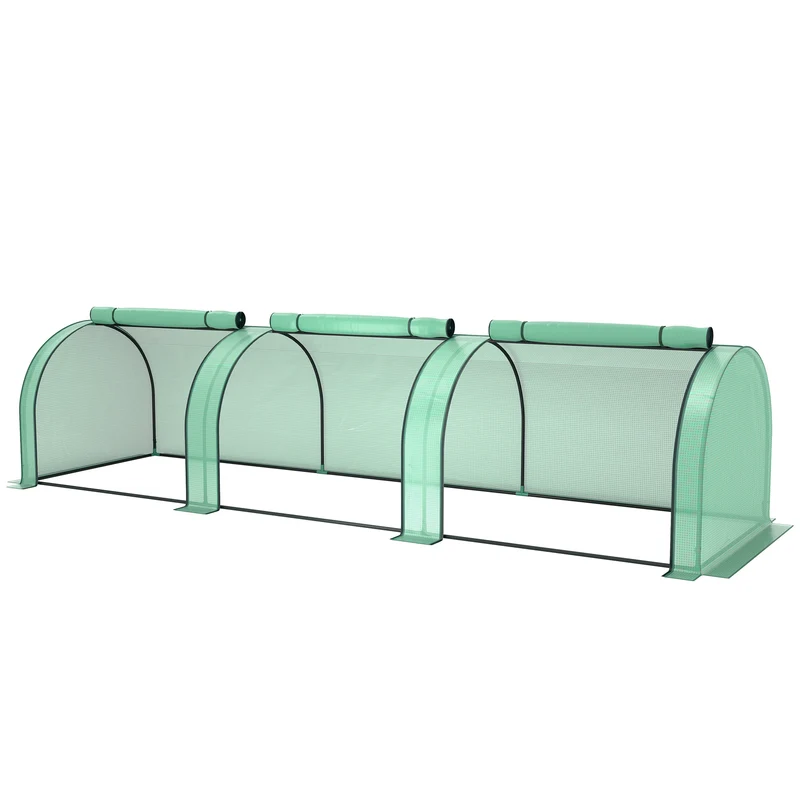 Mini serre de jardin tunnel 350 x 100 x 80 cm protection uv contre froid et insectes montage facile design en pe vert 21_0004114