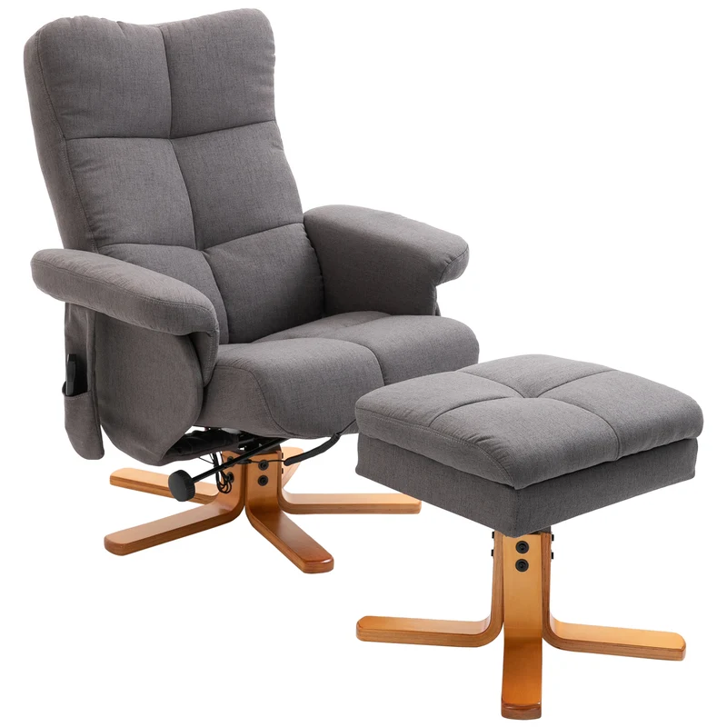 Fauteuil de télévision massage 10 points rangement intégré incliné 80 x 86 x 99 cm contemporain en polyester gris foncé 21_0000818