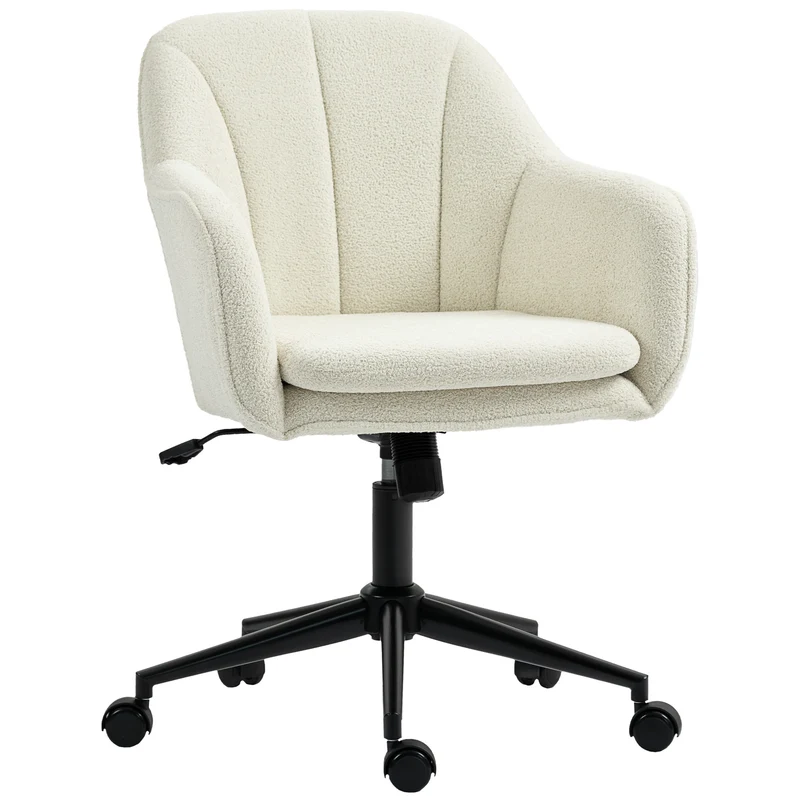 Chaise de bureau capitonnée ergonomique hauteur réglable bascule 60 x 63 x 84-94 cm moderne épuré en polyester beige 21_0006316