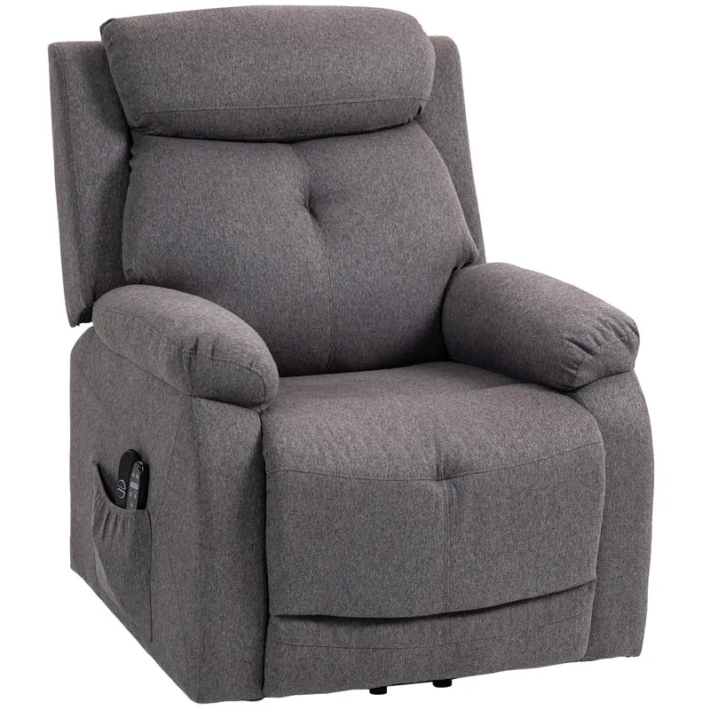 Fauteuil releveur électrique 86 x 94 x 105 cm massage chauffant aide au lever repose-pied intégré moderne en lin gris 21_0000918