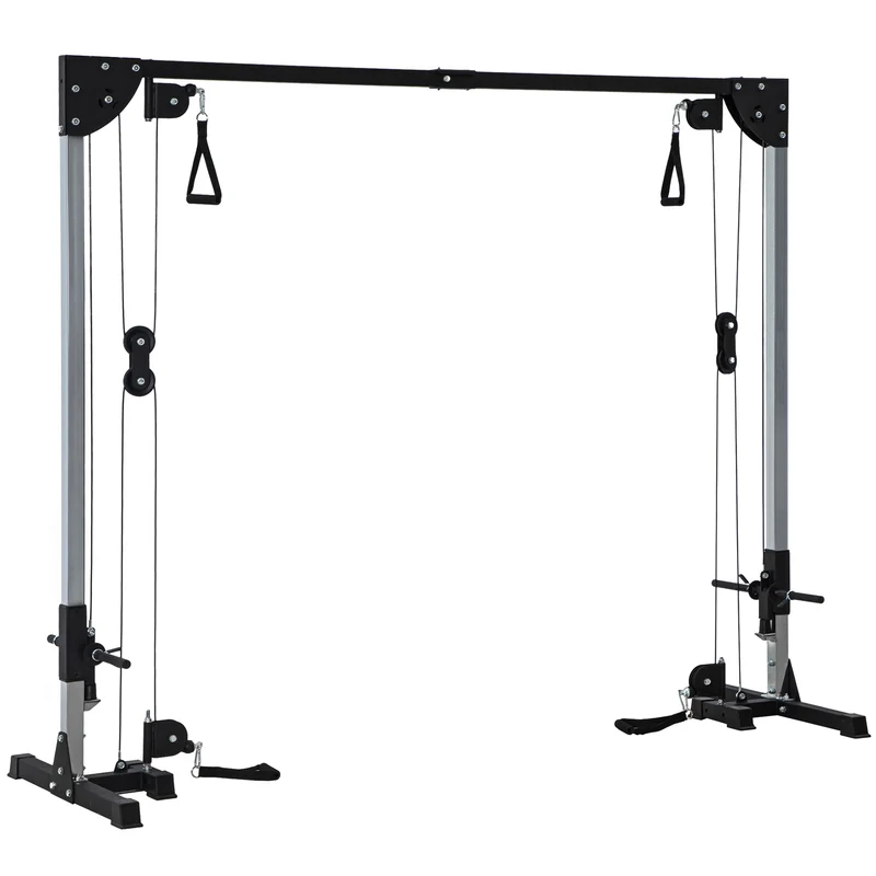 Station musculation double poulie vis à vis 245 x 85 x 207 cm 4 prises polyvalent charge 120 kg industriel en acier noir 21_0006828