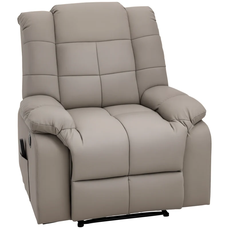 Fauteuil de massage inclinable 94 x 99 x 99 cm 8 points de massage assise mousse dense contemporain en simili cuir gris 21_0000820