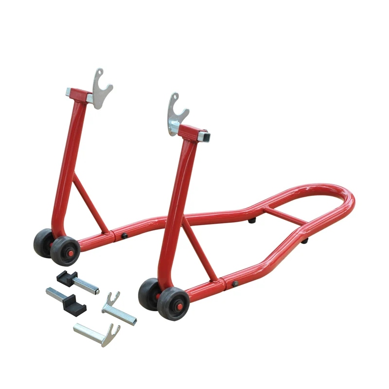 Béquille moto arrière lève moto entretien 80 x 50 x 40 cm réglable maniable pro industriel contemporain en acier rouge 21_0007186