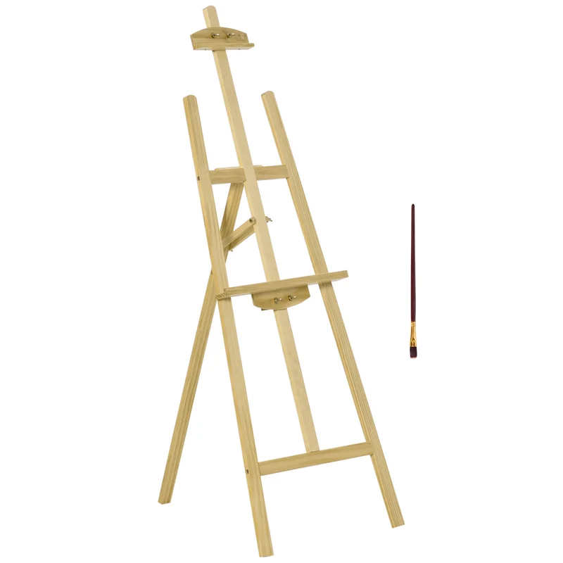 Chevalet d'artiste trépied 51,5 x 71,5 x 134,5 cm inclinaison 75° stable pour exposition classique en bois de pin naturel 21_0006101