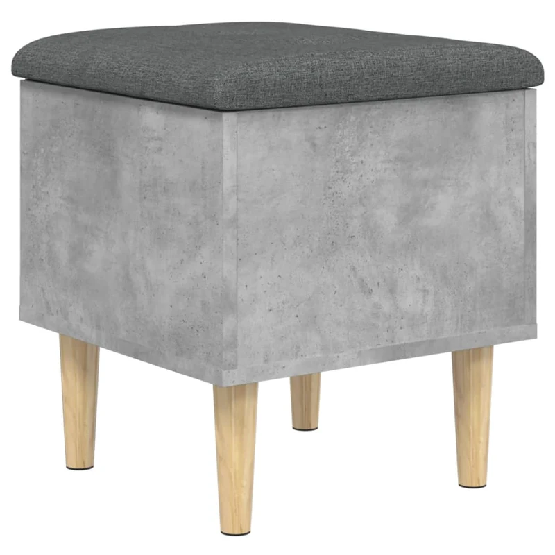 Banc banquette tabouret avec compartiment de rangement 42 x 42 x 46 cm bois d'ingénierie couleur gris béton DEC024764