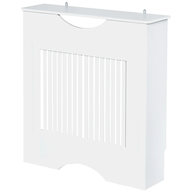 Cache-radiateur à lattes verticales 78 x 19 x 82 cm avec étagère ventilation optimisée contemporain épuré en MDF blanc 21_0001108