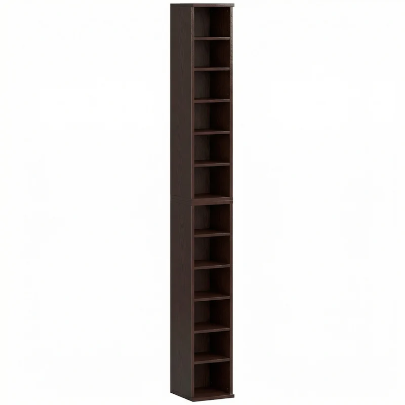 Lot de 2 étagères colonnes cd 21 x 22.5 x 88.5 cm capacité 204 sécurisé moderne épuré en panneaux de particules marron 21_0001803
