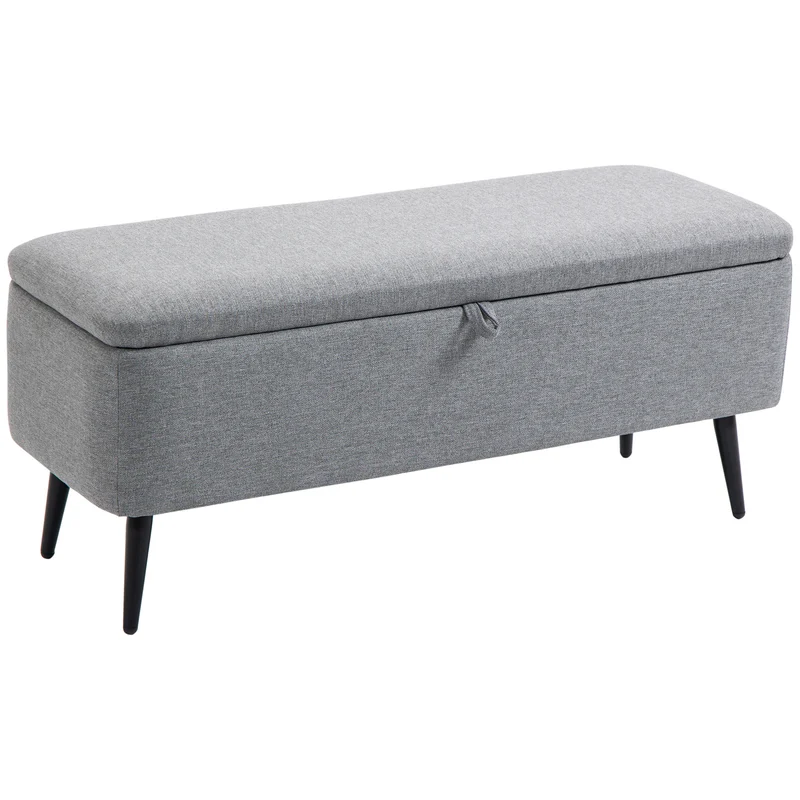 Banc banquette coffre 2 en 1 101 x 38,5 x 44,5 cm rangement assise confort minimaliste salon chambre en polyester gris 21_0002877