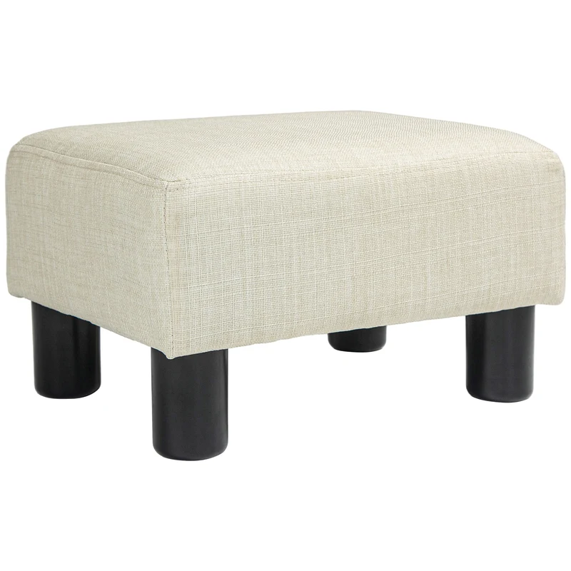 Pouf repose-pied tabouret bas salon confort rembourré 40 x 30 x 24 cm montage facile moderne épuré en polyester beige 21_0001756