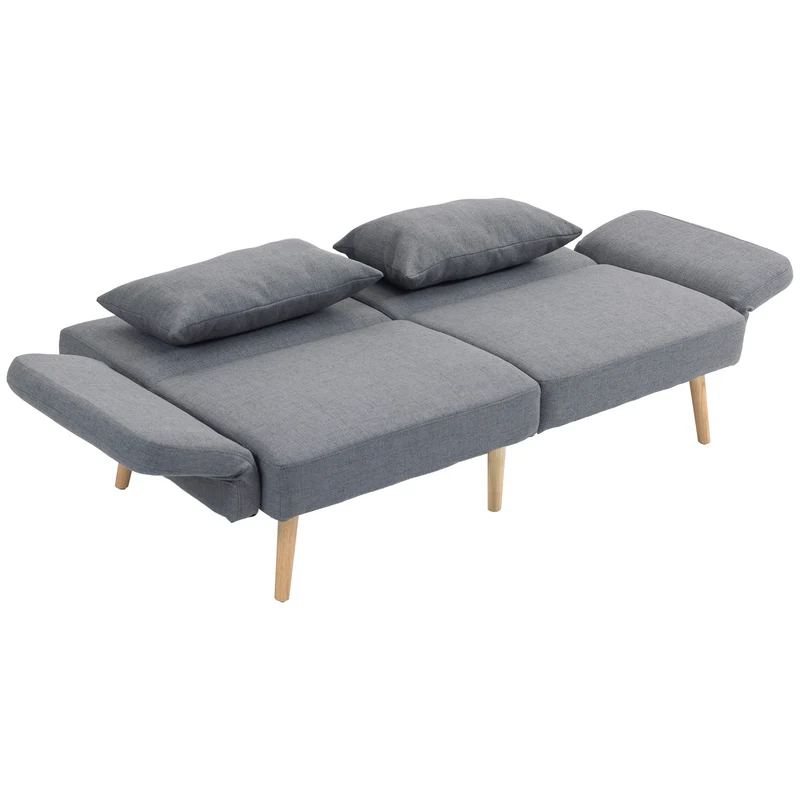 Canapé convertible 3 places 170 x 83 x 80 cm dossier inclinable accoudoirs réglables contemporain en polyester gris 21_0003181