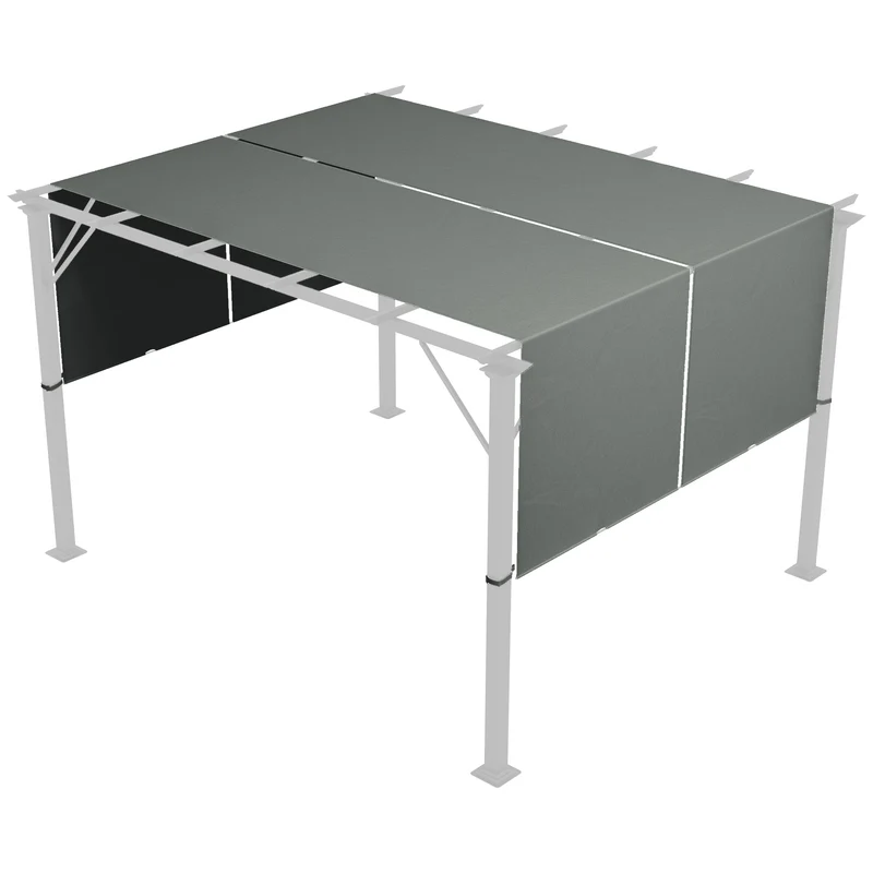 Lot de 2 toiles pergola 488 x 122 cm protection solaire uv30+ pose rapide contemporain durables en polyester gris foncé 21_0004858